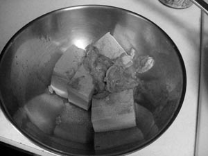 4 Blocks of Tofu with seasonings and shrimp blend